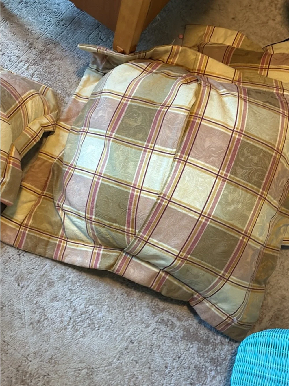 Plaid Decorative Throw Pillow - Cream and Pink